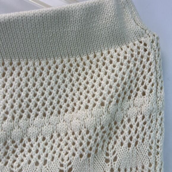 Haute Hippie Knit Crochet Midi Skirt Size XL Cream Boho Indie - Picture 6 of 9